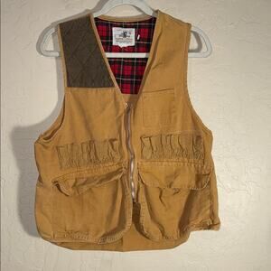 Black sheep vintage tan canvas hunting vest zipper front size medium